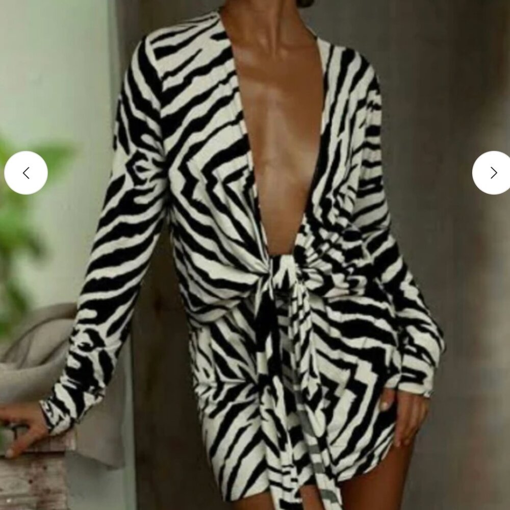 Rat & Boa Black and White Zebra Mini Dress